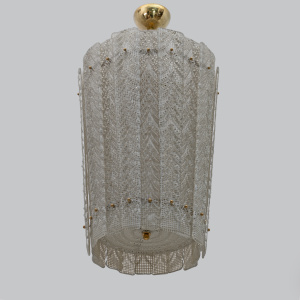 Barovier & Toso Art Dèco Style Brass Murano Glass Lantern Chandelier