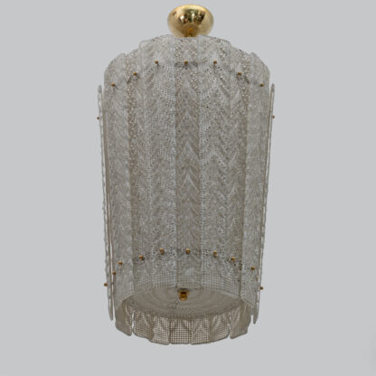 Barovier & Toso Art Dèco Style Brass Murano Glass Lantern Chandelier - Image 4