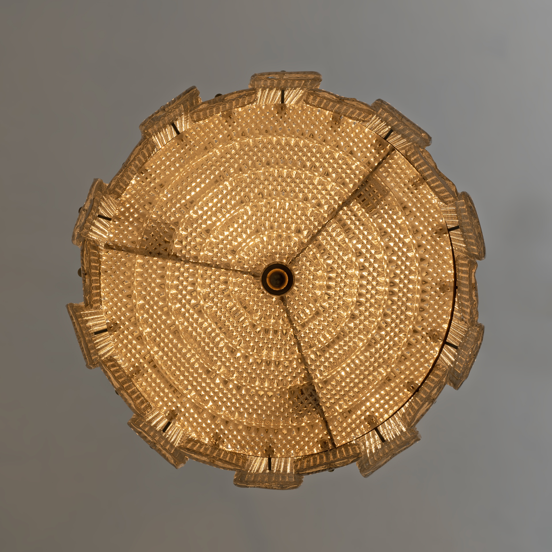 Barovier & Toso Art Dèco Style Brass Murano Glass Lantern Chandelier