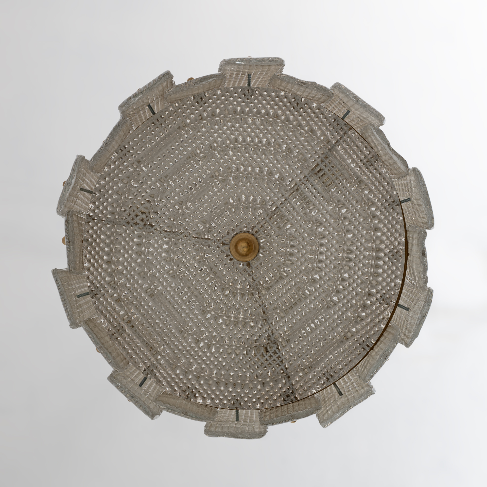 Barovier & Toso Art Dèco Style Brass Murano Glass Lantern Chandelier