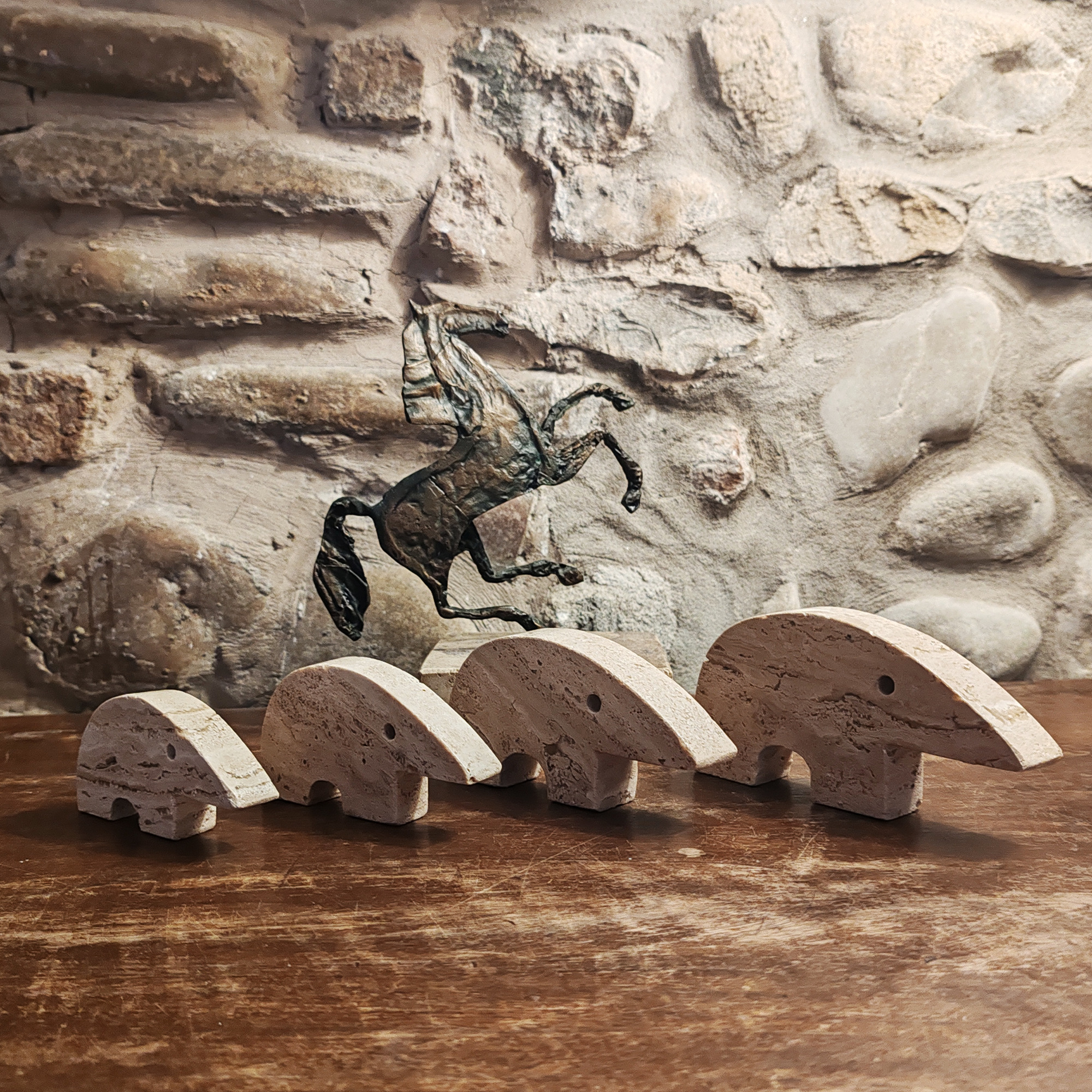 Big Travertine Anteater Sculptures by Enzo Mari for F.lli Mannelli - Set of 4 1970s