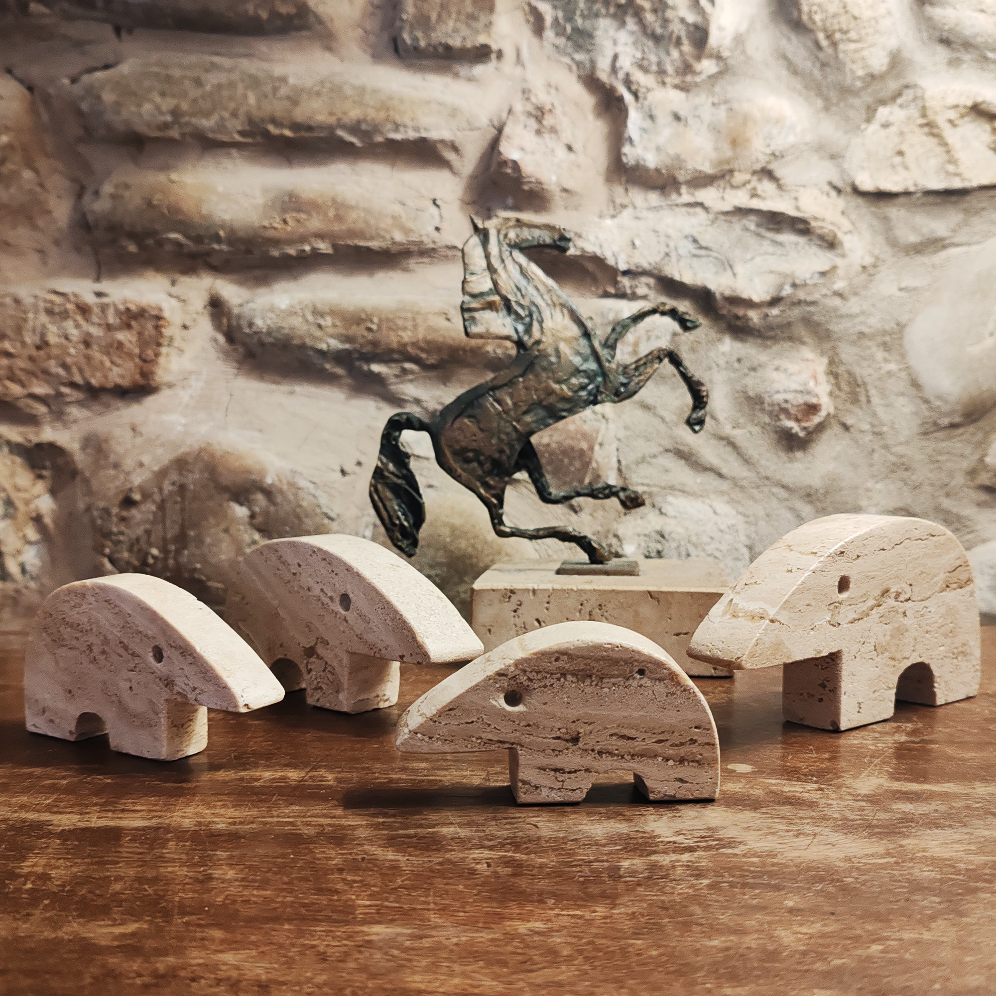 Big Travertine Anteater Sculptures by Enzo Mari for F.lli Mannelli - Set of 4 1970s