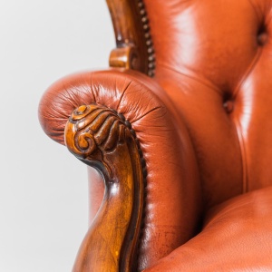 3 Seat Sofa Leather Wood 1950's Modern Vintage