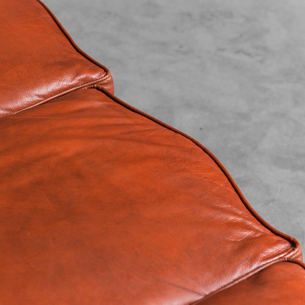 3 Seat Sofa Leather Wood 1950's Modern Vintage