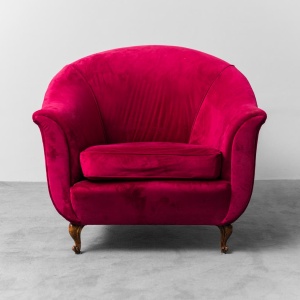 Pair Of Red Velvet Armchairs From The 1950s Modern Vintage