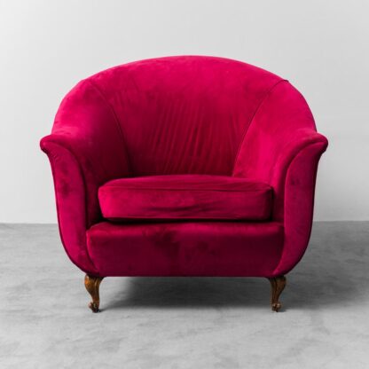 Pair Of Red Velvet Armchairs From The 1950s Modern Vintage - Image 6