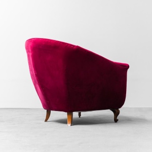 Pair Of Red Velvet Armchairs From The 1950s Modern Vintage