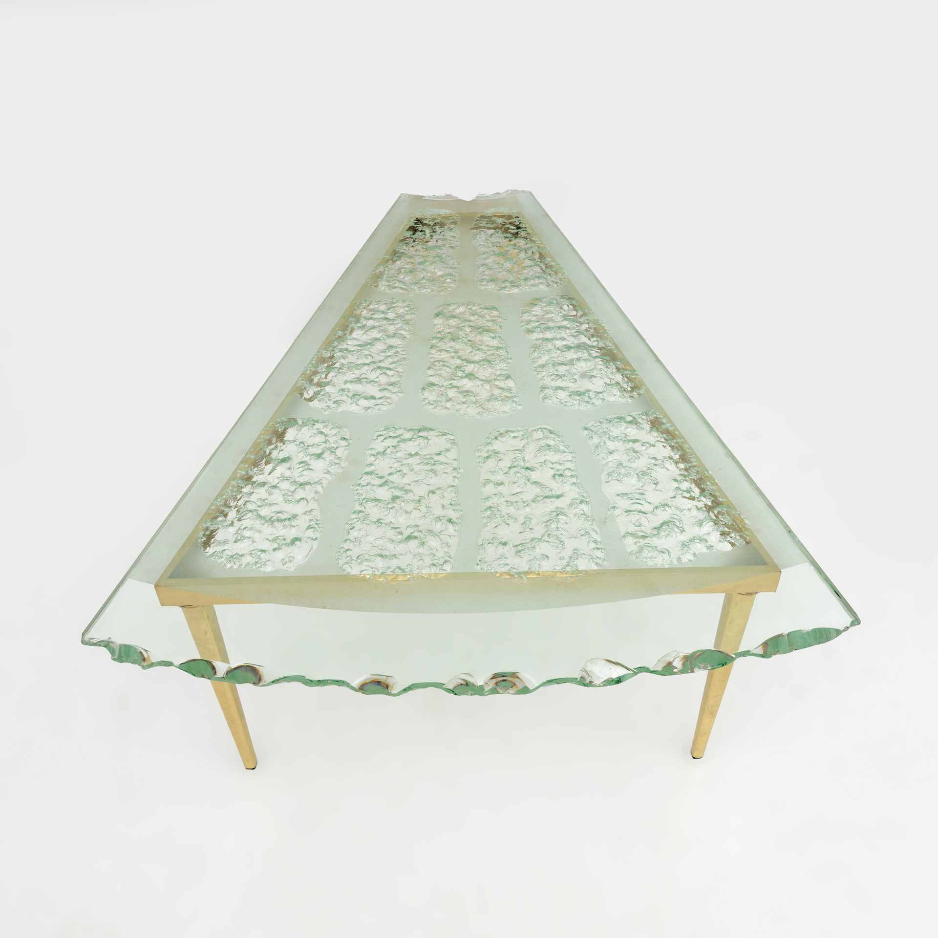 Fontana Arte Mid-Century Modern Chiseled Glass Coffee Table by Max Ingrand, 50s