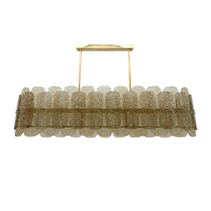 Mid-century Modern Stiyle Italian Brass and Murano Glass Chandelier