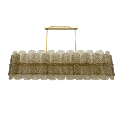 Mid-century Modern Stiyle Italian Brass and Murano Glass Chandelier