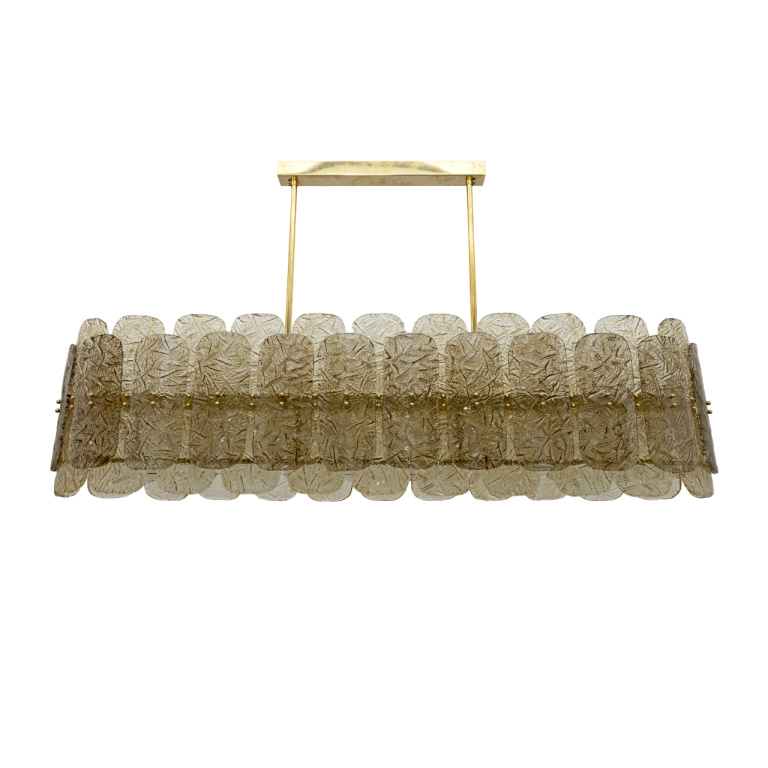 Mid-century Modern Stiyle Italian Brass and Murano Glass Chandelier