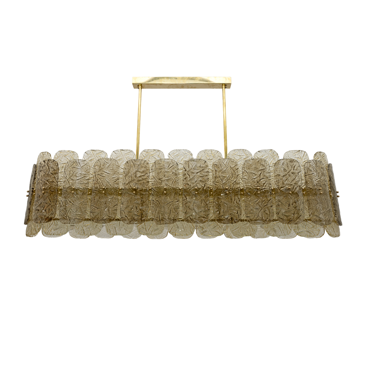 Mid-century Modern Stiyle Italian Brass and Murano Glass Chandelier