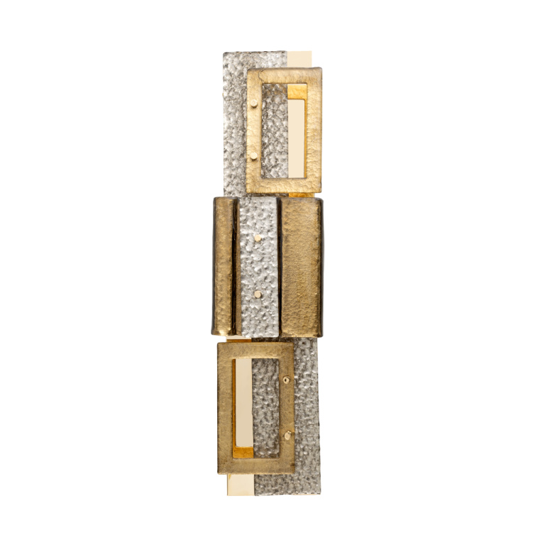 Modern Geometric Murano Glass and Brass Wall Lamp