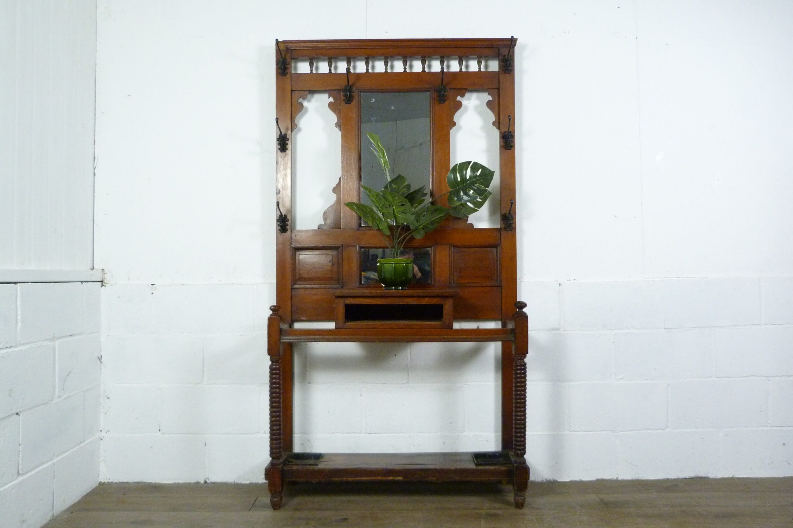 Antique Oak Hallway Umbrella Stand
