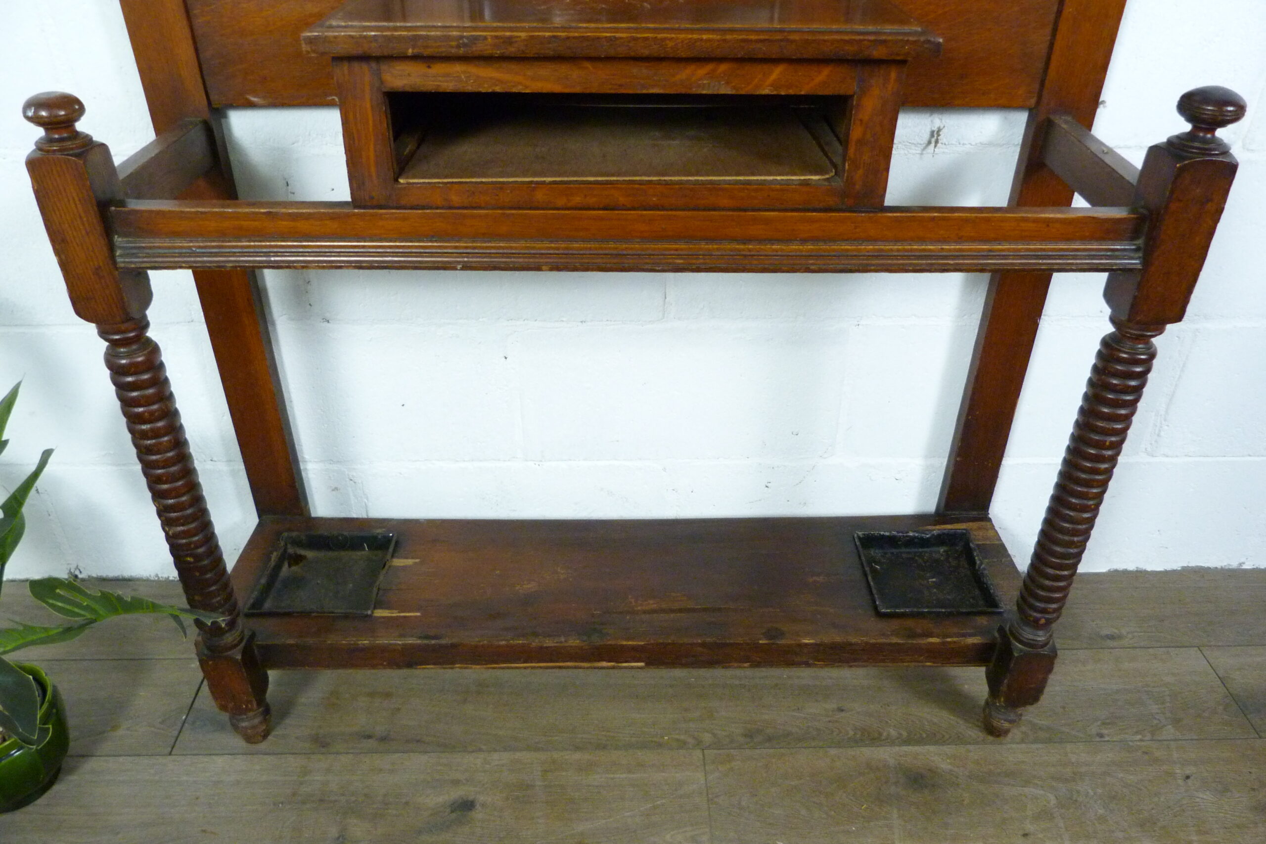 Antique Oak Hallway Umbrella Stand