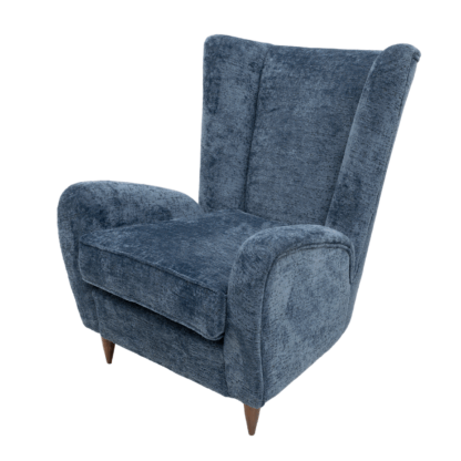 Paolo Buffa Mid-Century Modern Italian Walnut and Coating Boucle Armchair, 1950s