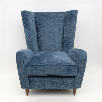 Paolo Buffa Mid-Century Modern Italian Walnut and Coating Boucle Armchair, 1950s - Image 2