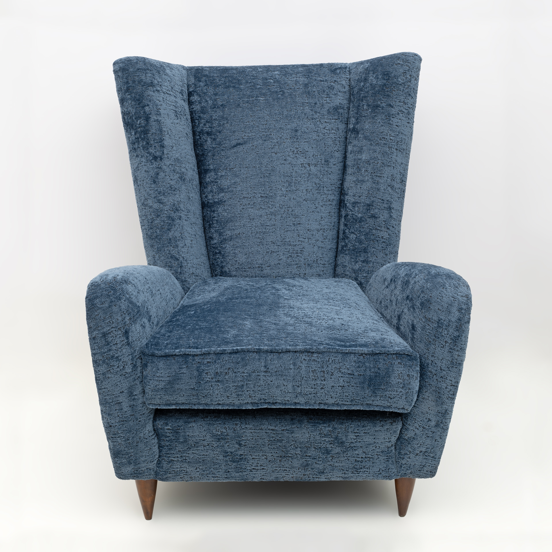 Paolo Buffa Mid-Century Modern Italian Walnut and Coating Boucle Armchair, 1950s