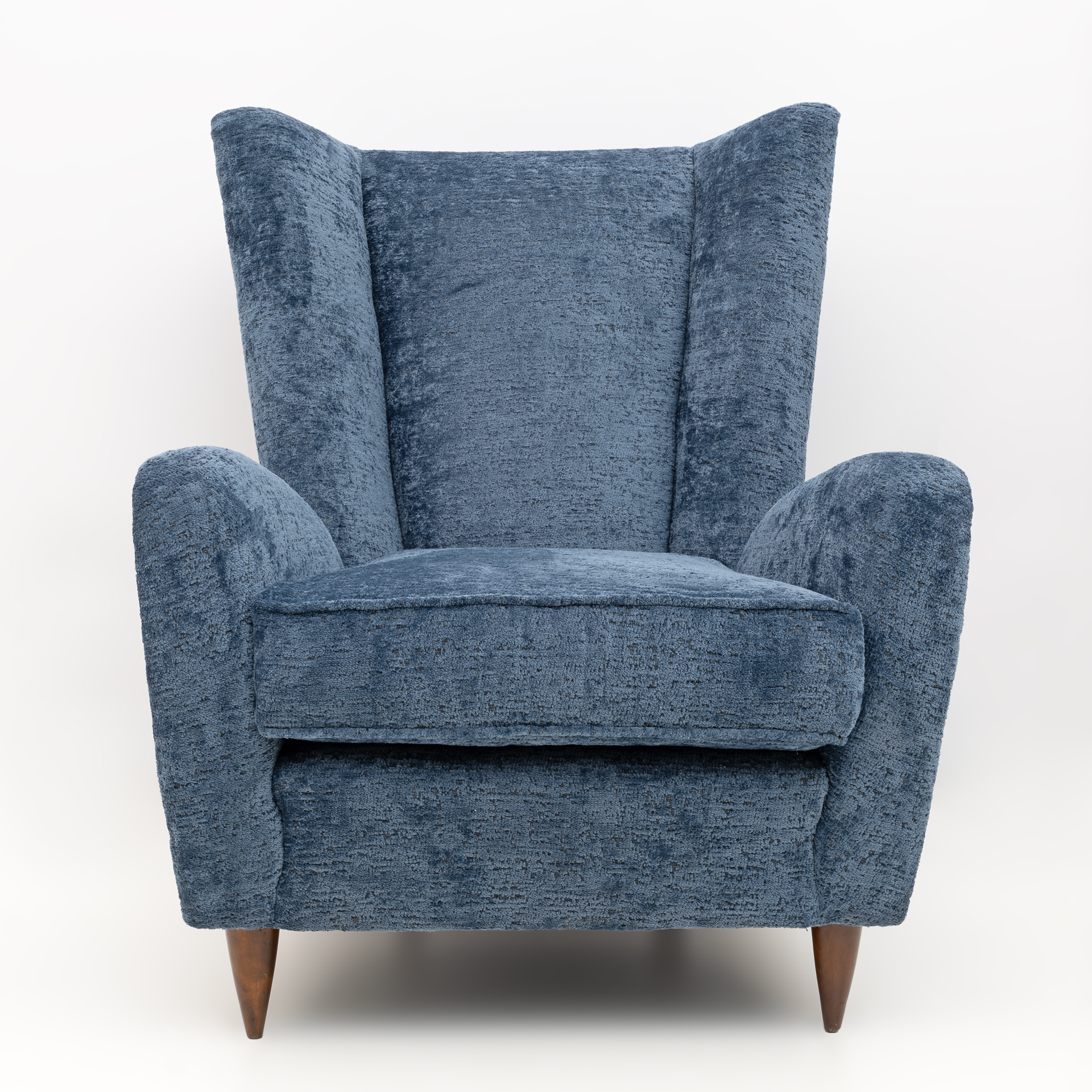 Paolo Buffa Mid-Century Modern Italian Walnut and Coating Boucle Armchair, 1950s