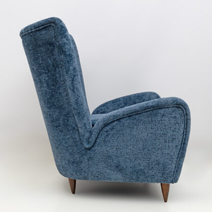 Paolo Buffa Mid-Century Modern Italian Walnut and Coating Boucle Armchair, 1950s - Image 6