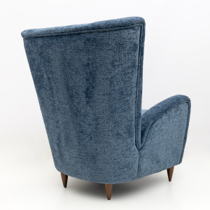 Paolo Buffa Mid-Century Modern Italian Walnut and Coating Boucle Armchair, 1950s