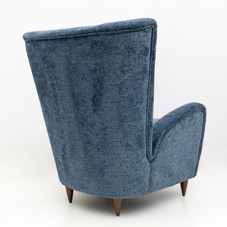 Paolo Buffa Mid-Century Modern Italian Walnut and Coating Boucle Armchair, 1950s - Image 9