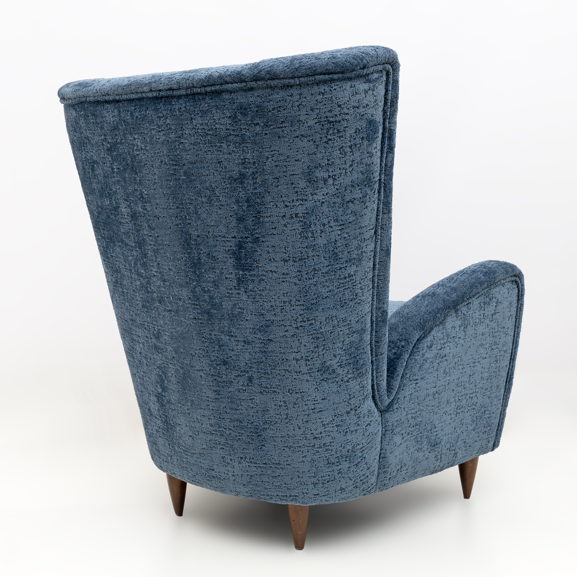 Paolo Buffa Mid-Century Modern Italian Walnut and Coating Boucle Armchair, 1950s