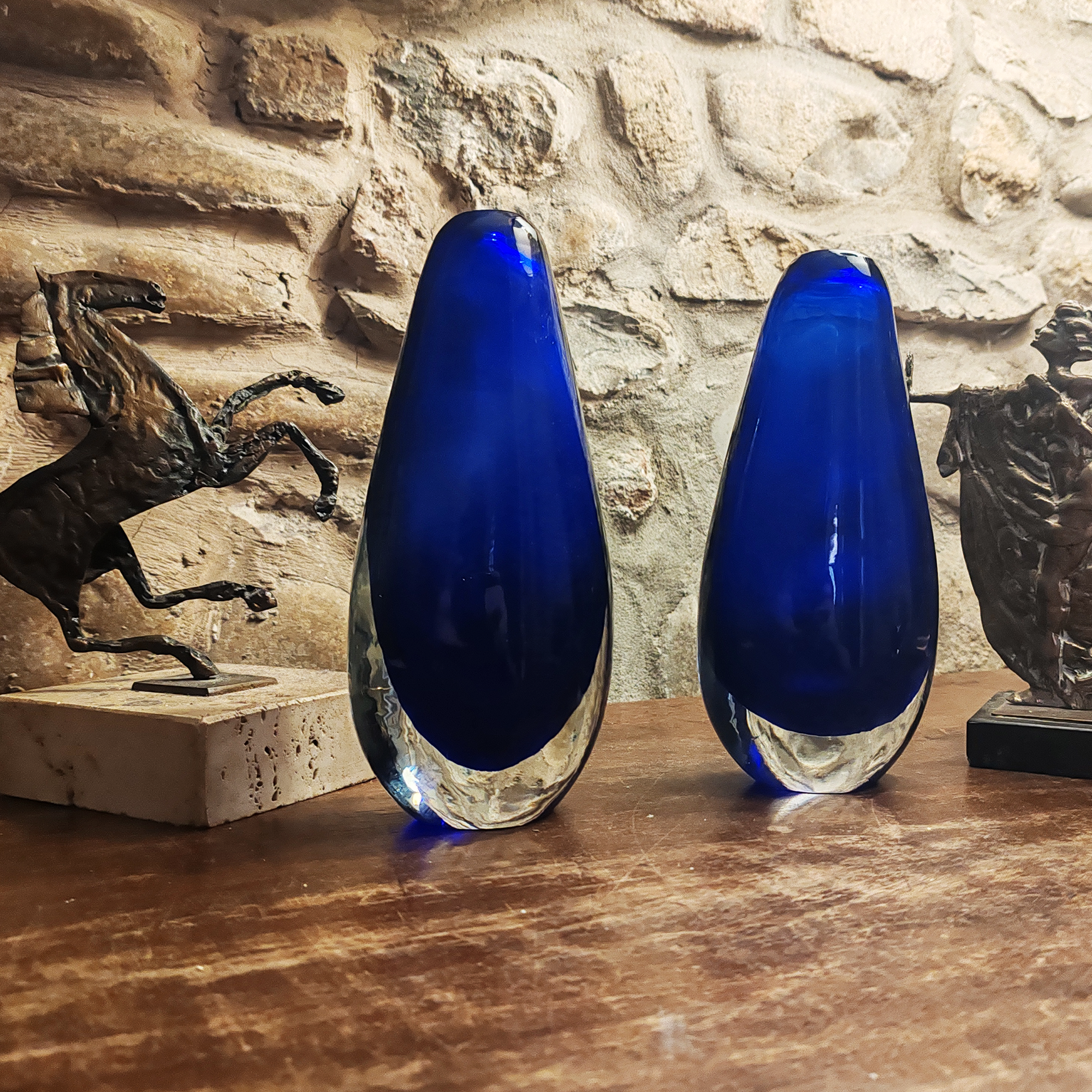 Pair of Vases in Murano Glass by Flavio Poli for Seguso - 1960s.