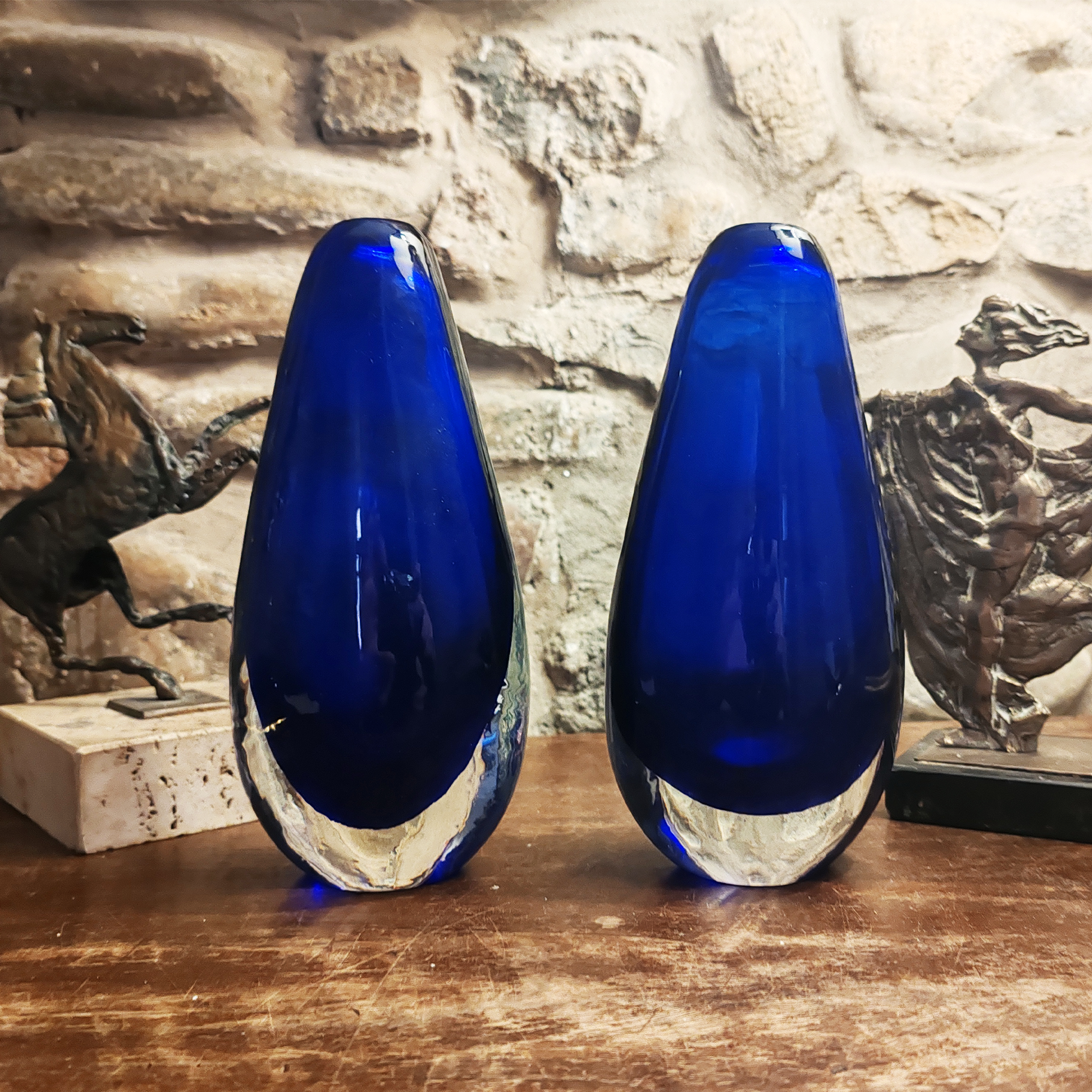 Pair of Vases in Murano Glass by Flavio Poli for Seguso - 1960s.