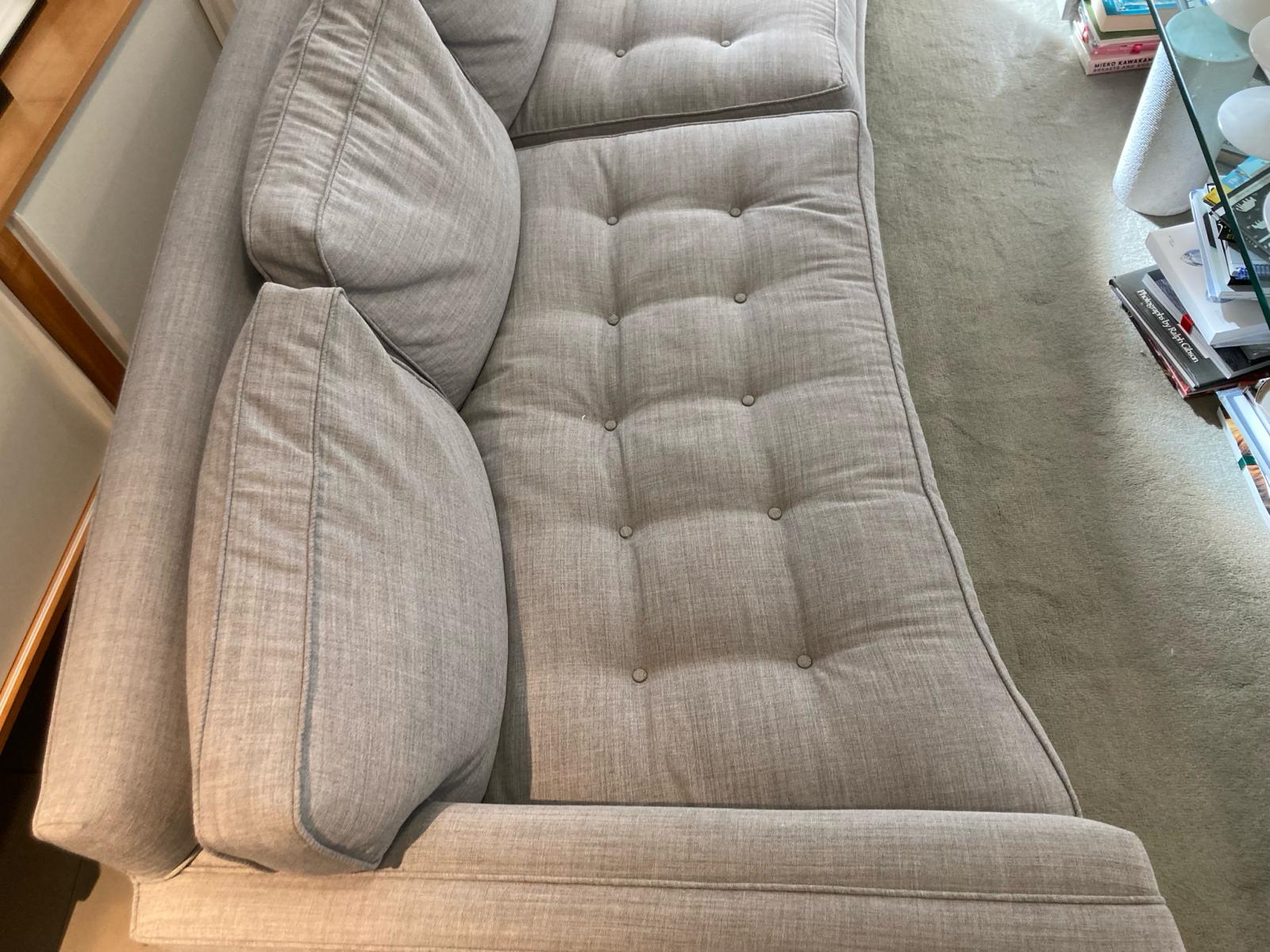 Dunbar Curved Grey Sofa By Edward Wormley