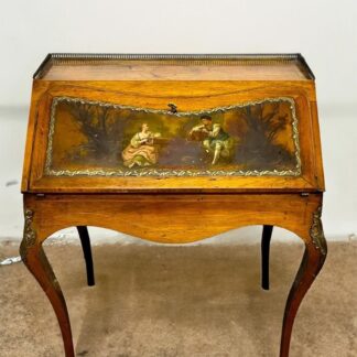 Antique Ladies French writing desk with hand painted facade by Henri Martin