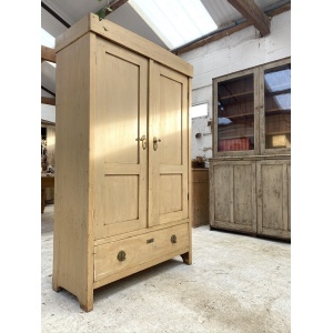 Antique European Pine Wardrobe Cupboard in Original Paint