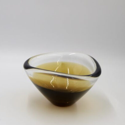 Mid-Century Scandinavian Gold; Brown Sommerso Glass Bowl, 1950s