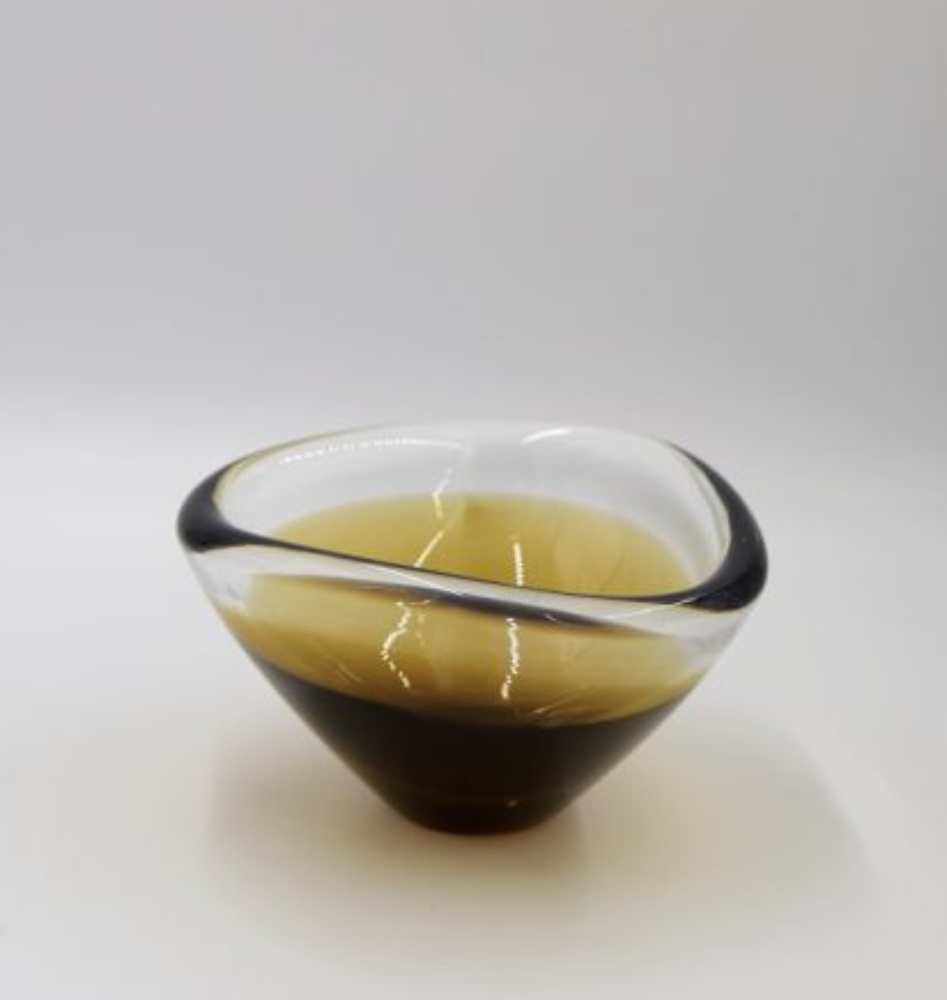 Mid-Century Scandinavian Gold; Brown Sommerso Glass Bowl, 1950s