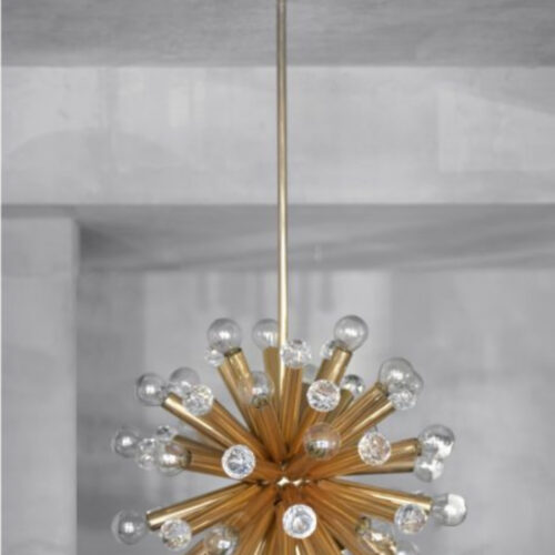 Gilt Brass Pendant Lamp with Swarovski Balls from Ernst Palme, 1960s