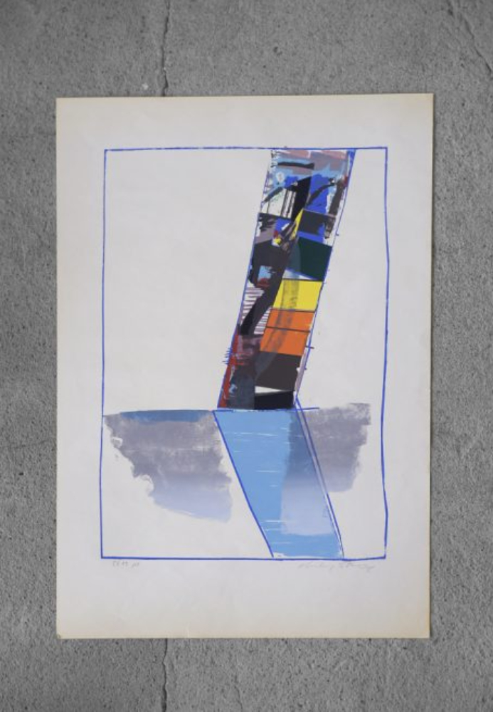 Abstractive Modern Colored Lithograph by Hardy Strid, 1950s
