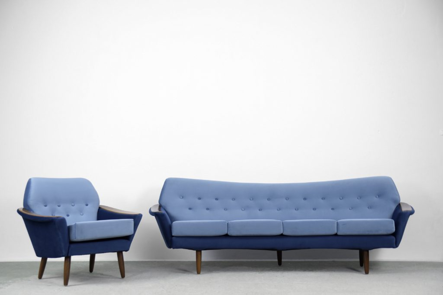 Modernist Scandinavian Velvet Living Room Set by Holm Fabriker AB, 1960s
