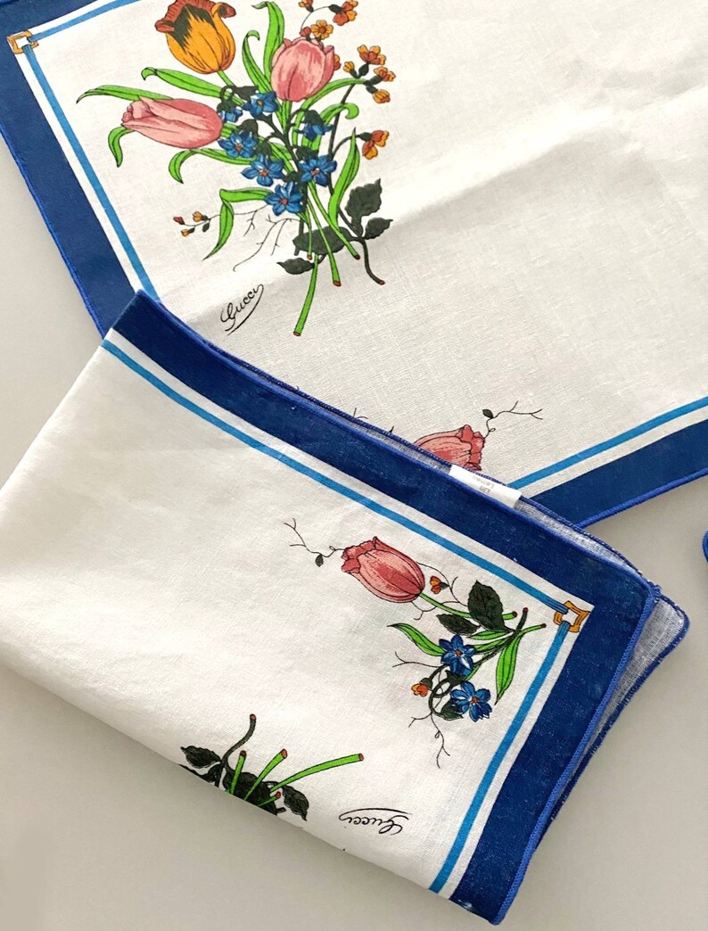1980s Gucci Accornero Print Linen Placemat Set