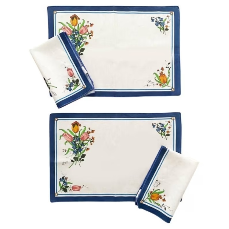1980s Gucci Accornero Print Linen Placemat Set