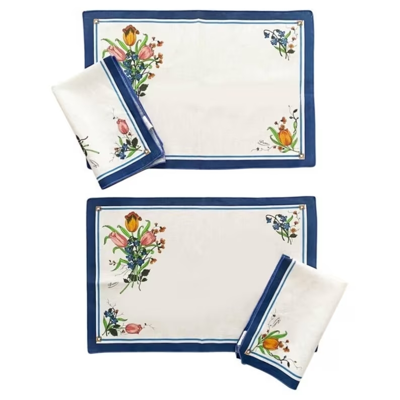 1980s Gucci Accornero Print Linen Placemat Set