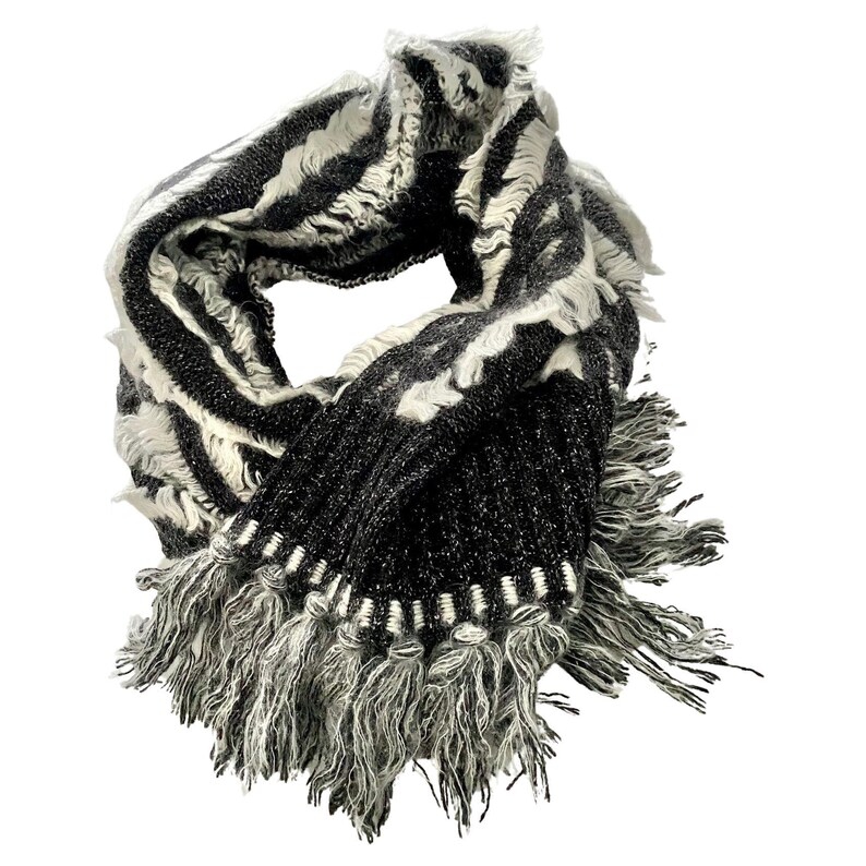 2000s Christian Dior Tribal Geometric Wool Knitted Scarf Shawl
