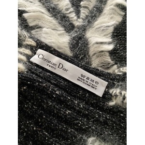 2000s Christian Dior Tribal Geometric Wool Knitted Scarf Shawl