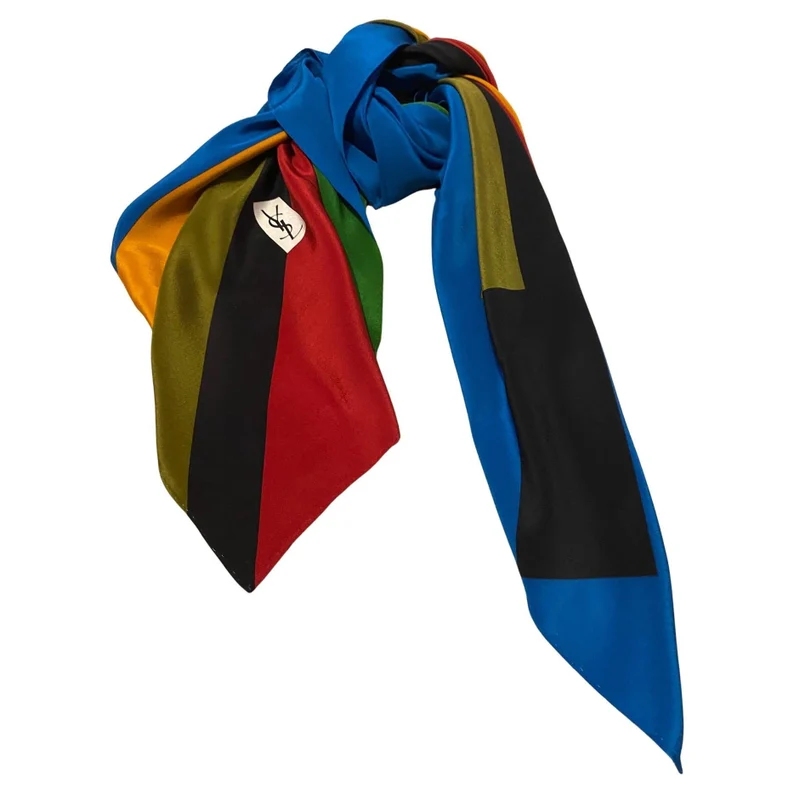 Yves Saint Laurent Geometric Abstract Print Silk Scarf, 1980s