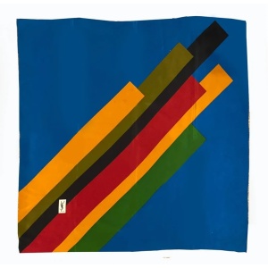 Yves Saint Laurent Geometric Abstract Print Silk Scarf, 1980s