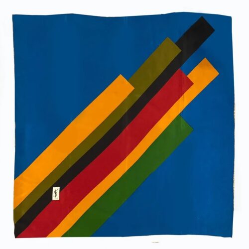 Yves Saint Laurent Geometric Abstract Print Silk Scarf, 1980s