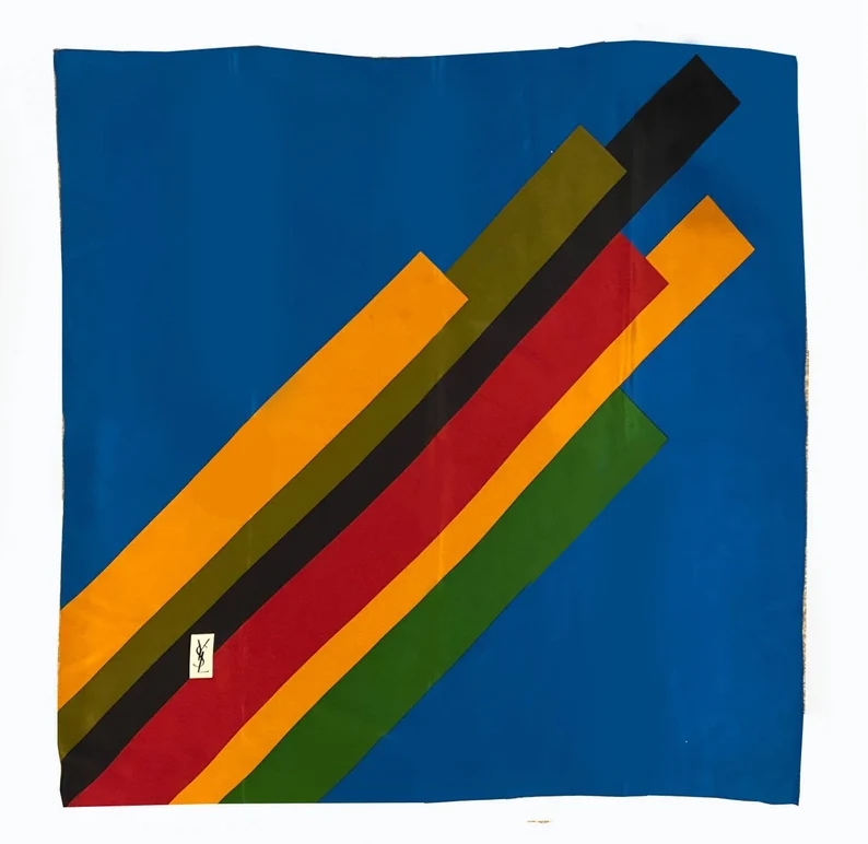 Yves Saint Laurent Geometric Abstract Print Silk Scarf, 1980s