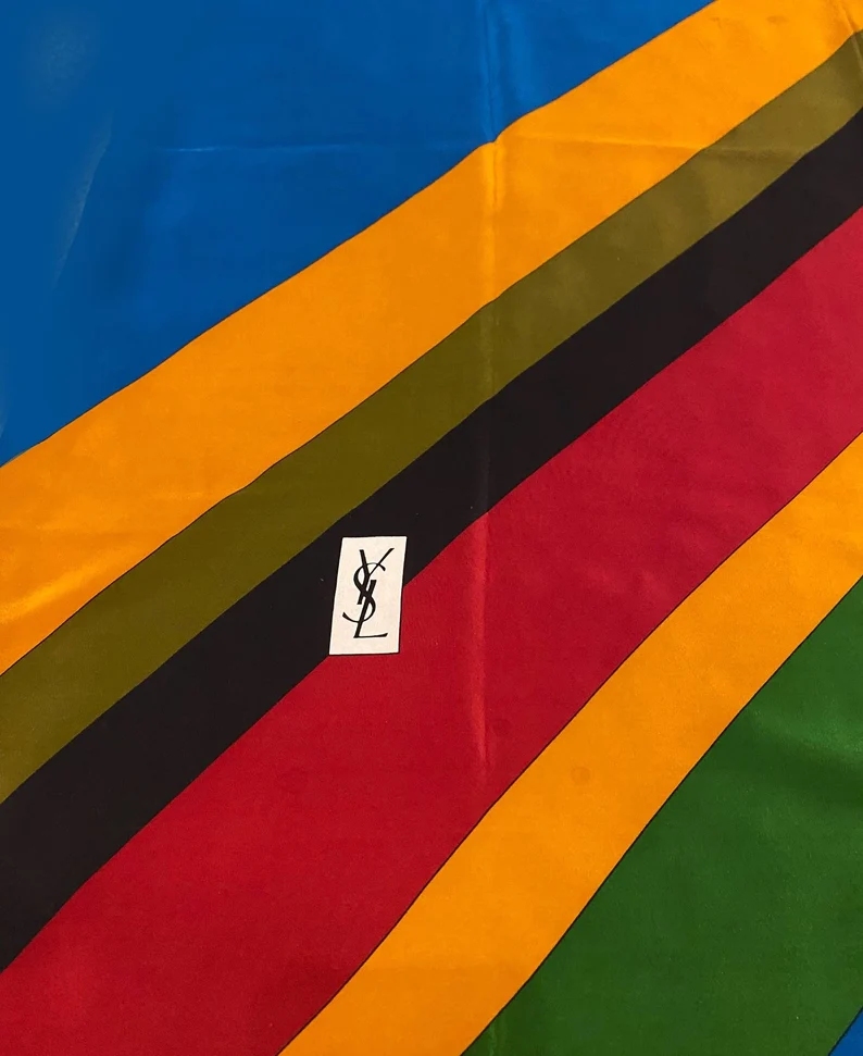 Yves Saint Laurent Geometric Abstract Print Silk Scarf, 1980s