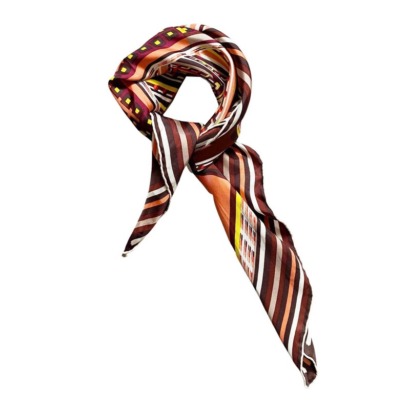 2000s Christian Dior Abstract Geometric Multicolor Silk Scarf