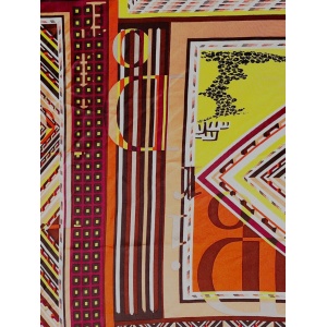 2000s Christian Dior Abstract Geometric Multicolor Silk Scarf