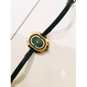 1970s Bulova for Christian Dior 14K Gold Plated Oval Green Dial Wristwatch